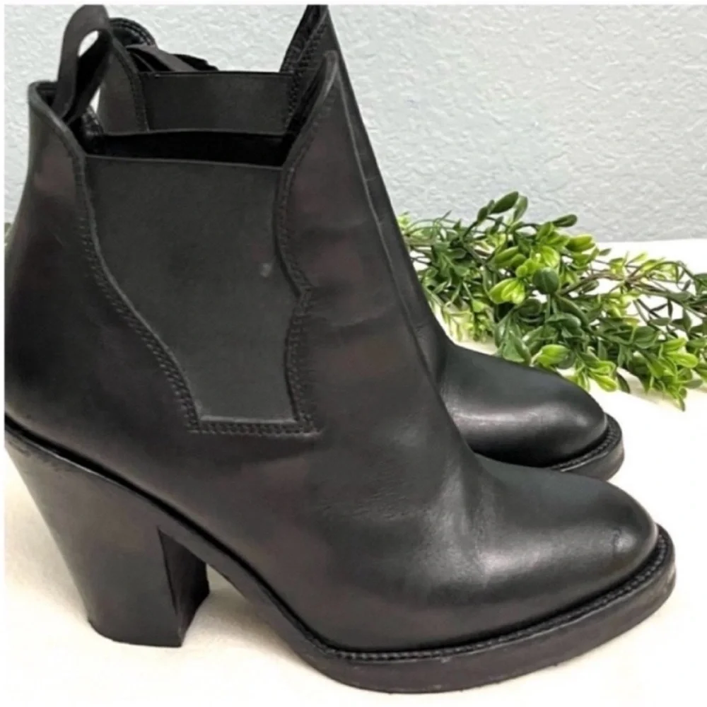 Acne Studios Women's Black Leather High Heel Chelsea Boot Size 37 - Picture 11 of 12